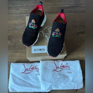CHRISTIAN LOUBOUTIN-AUTHENTIC (NWT/Box) Women's Black Metallic, Sequins SNEAKERS